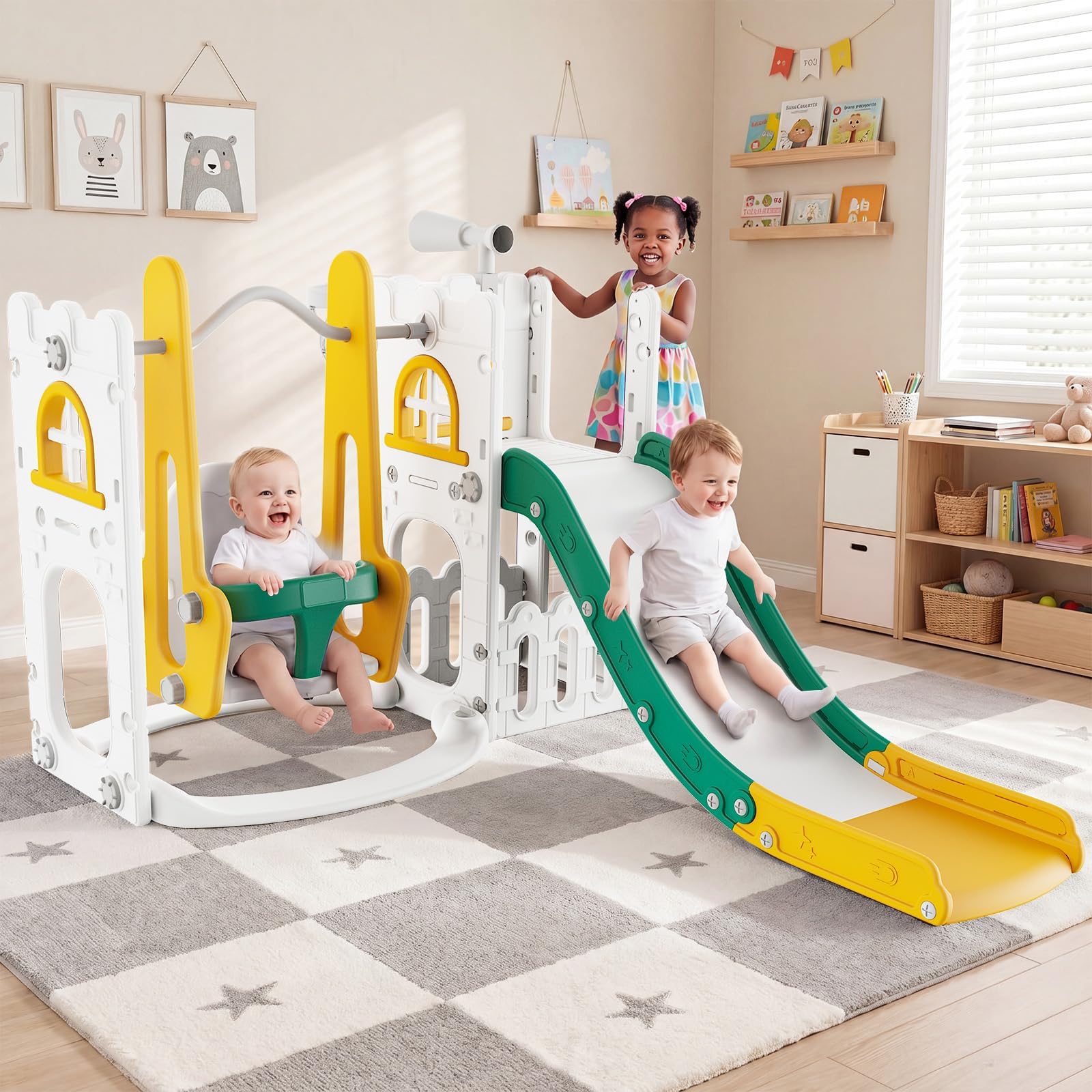 Kids Outdoor Swing - Conjunto de Escorregador e Balanço 7