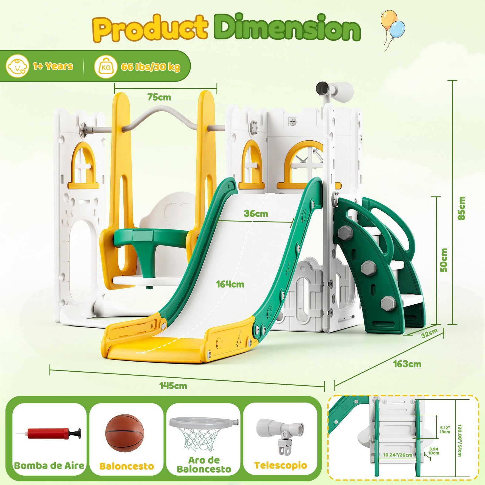 Conjunto de Escorregador e Bal - Kids Outdoor Swing avaliação e preço